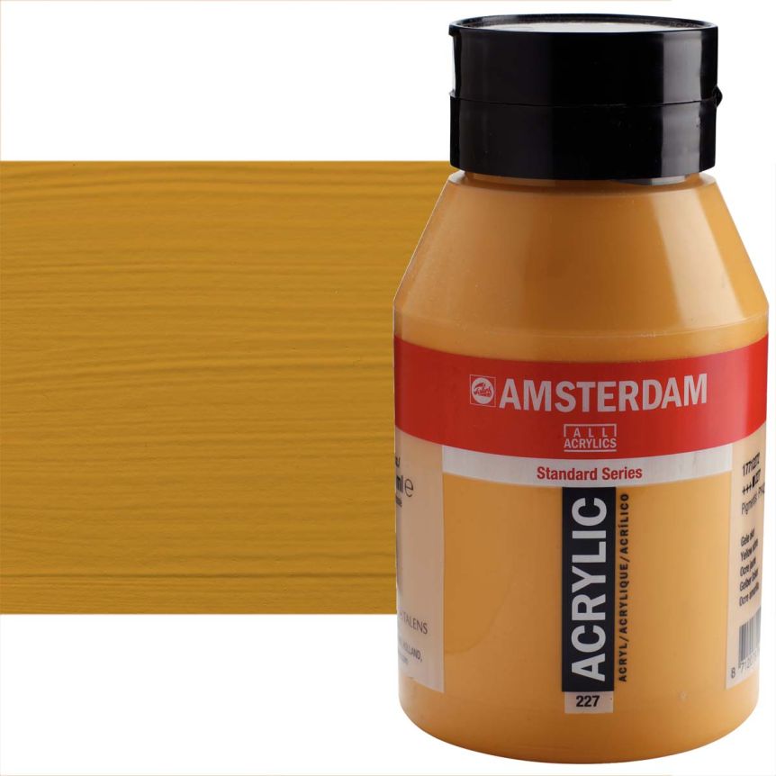 Amsterdam Standard Series Acrylic Paint - Yellow Ochre, 1 Liter Jar