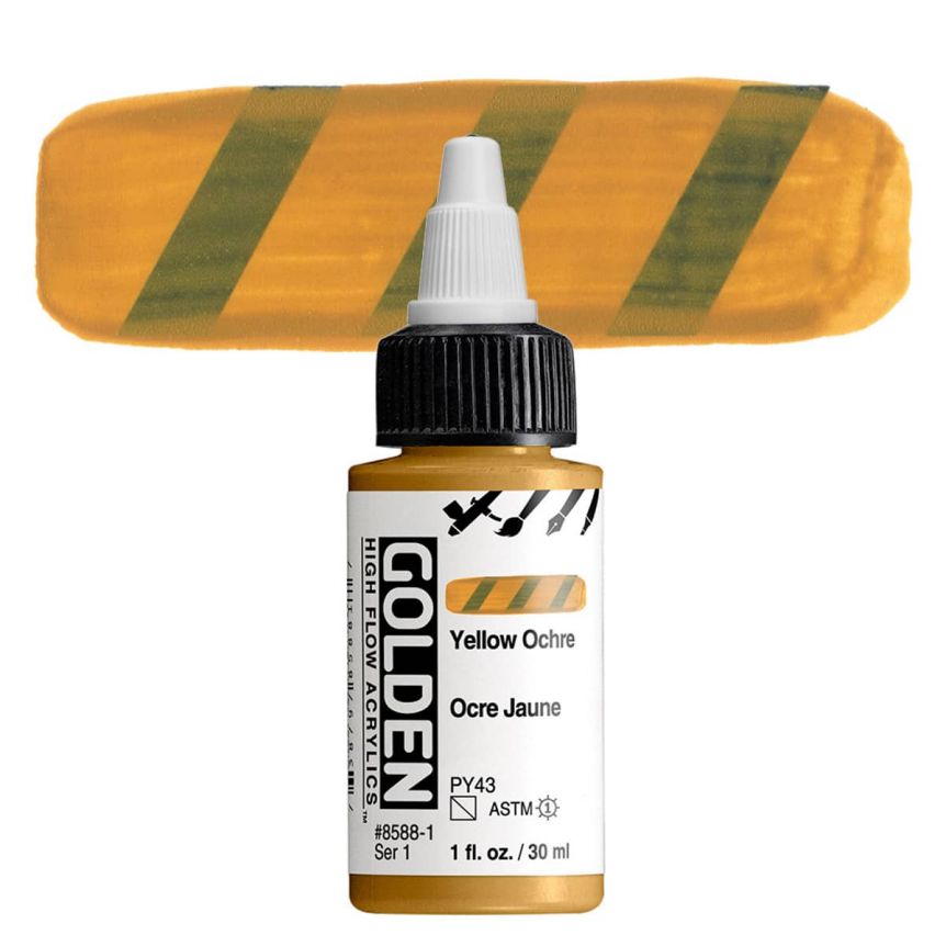 Golden High Flow Acrylic - Yellow Ochre, 1oz Bottle