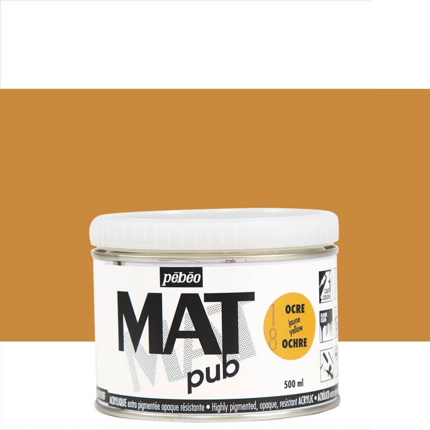 Pebeo Acrylic Mat Pub - Yellow Ochre, 500ml