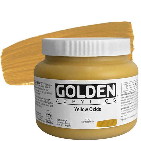 GOLDEN Heavy Body Acrylic 32 oz Jar - Yellow Oxide