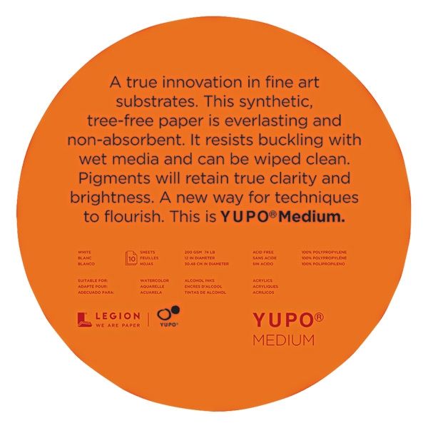 YUPO Medium Multimedia Paper 74 lb 12 in Round Pad 10 Sheets