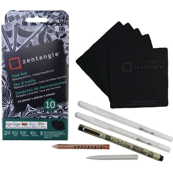 Sakura Zentangle Drawing Set Black Ink Set Of 9 Pieces - Office Depot