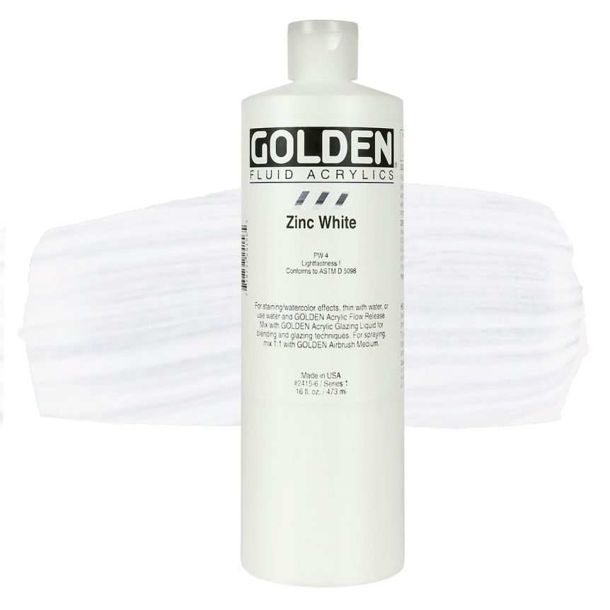 GOLDEN Fluid Acrylics Zinc White, 16oz