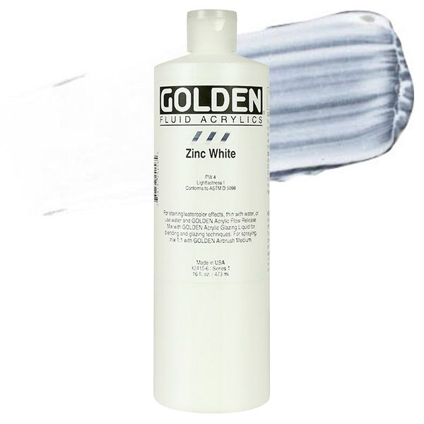 GOLDEN Fluid Acrylics Zinc White 16 oz