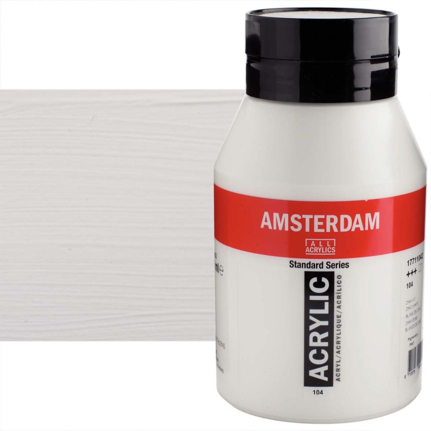 Amsterdam Standard Series Acrylic Paint - Zinc White, 1 Liter Jar