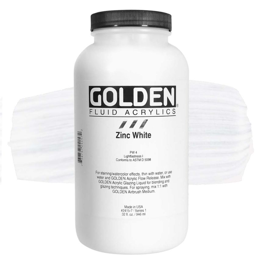 GOLDEN Fluid Acrylics Zinc White, 32oz