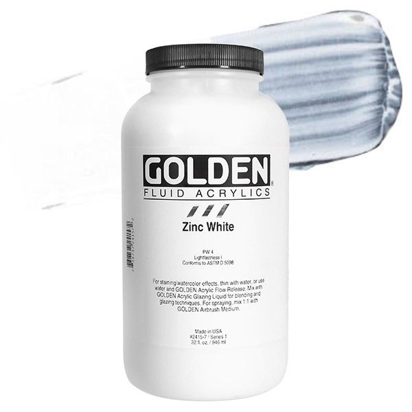GOLDEN Fluid Acrylics Zinc White 32 oz