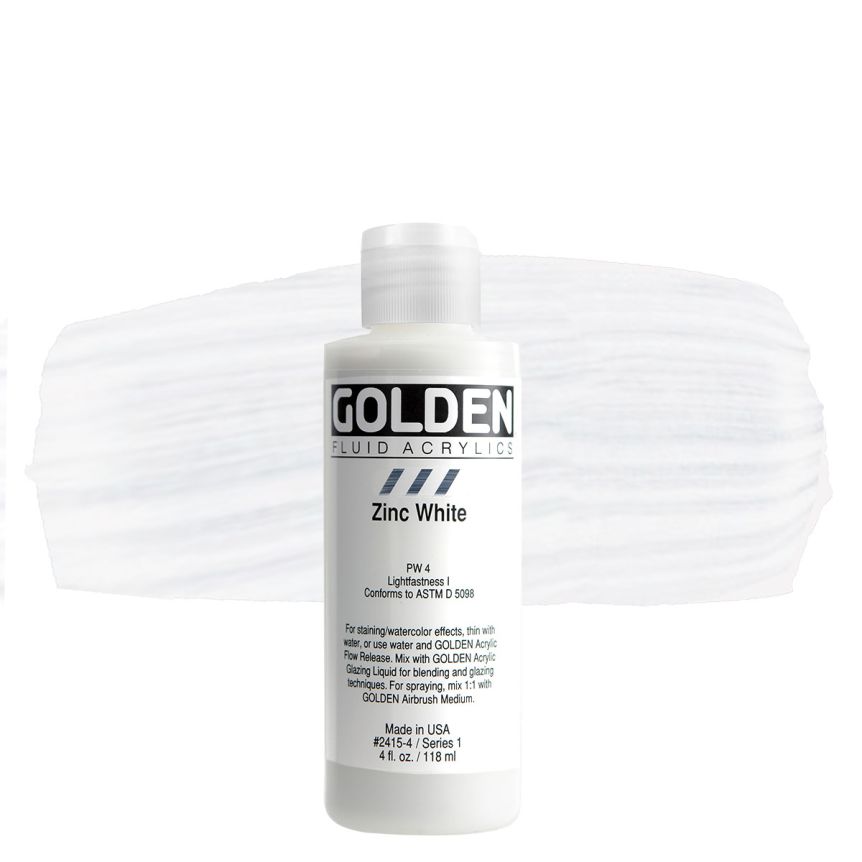 Golden Fluid Acrylic Zinc White, 4oz