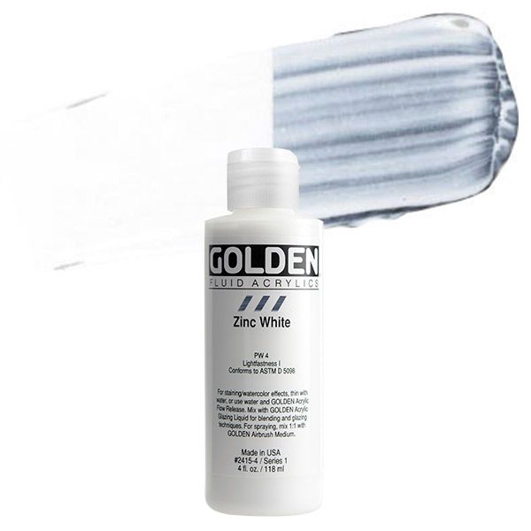 Golden Fluid Acrylic, Zinc White, 8oz Bottle Jerry's Artarama