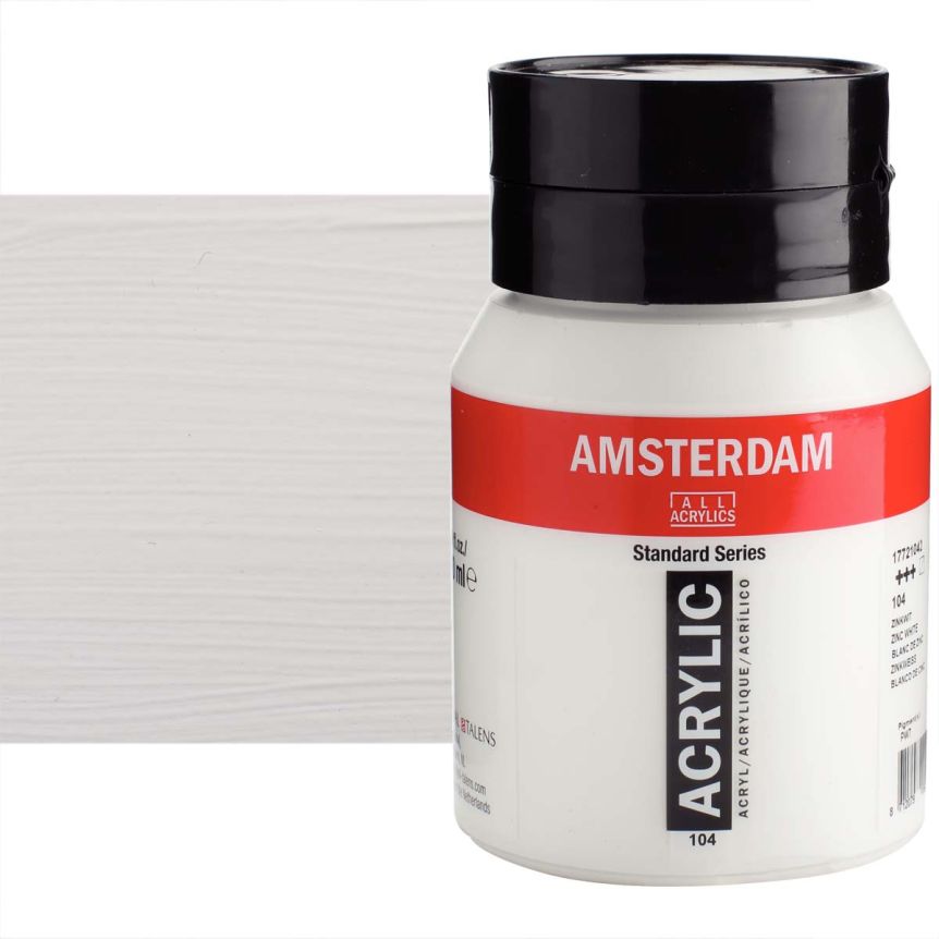 Amsterdam Standard Series Acrylic Paint - Zinc White, 500ml Jar