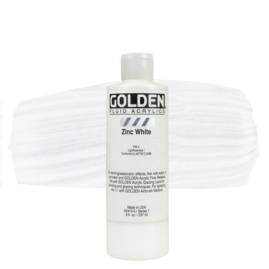 GOLDEN Fluid Acrylics Zinc White, 8oz