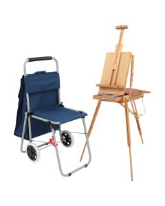 Artcomber Blue Portable Art Chair & Grand Luxe Full French Easel, Deluxe Combo Set