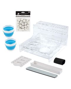 Mezzo Artist Studio Storage Watercolor Rack + 48 Empty Magnetic Half Pans + 2 Collapsible Water Cups
