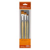 Creative Inspirations Dura-Handle, Short Handle Brushes Flats Set of 3