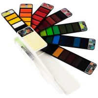Fan-Pan Portable Watercolor Set Of 42 w/ Waterbrush & Sponge