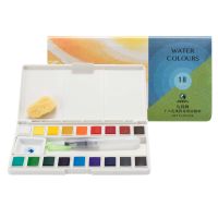 Marie's Sketch and Go 18 Half Pan Watercolor Travel Set Brush & Sponge