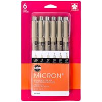 Sakura Pigma Micron Pen Set of 6 Assorted Tips - Black