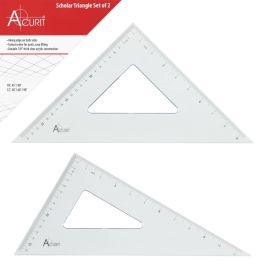 Unique Bargains Triangle Ruler Square Set 90mm 45 Degrees Plastic Stationery Math Geometry 2pcs - View #7