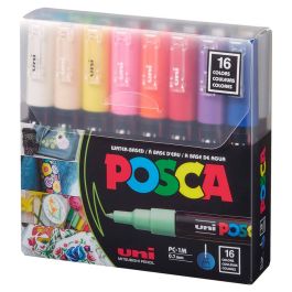 POSCA Acrylic Paint Marker - Basic Colors Set of 16, X-Fine Tip