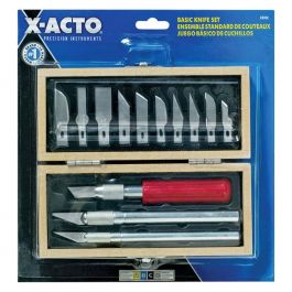 VINTAGE XACTO KNIFE KNIVES SET WOOD BOX CASE 13 Blades 3 Handles Made in  USA