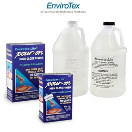  Environmental Technology EnviroTex Lite Pour-On High Gloss  Finish [4 oz Kit] Crystal Clear Epoxy Coating for Tabletops / Countertops