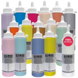 LUKAS CRYL Studio Acrylic Fun & Fashion Set of 15, 250ml Tubes, +