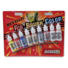 Jacquard Metallic Airbrush Exciter Pack .5oz 9 Pack + Airbrush