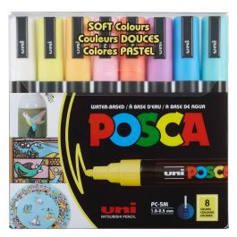 POSCA Acrylic Paint Marker - Soft Colors Set of 8, Medium Tip (1.8