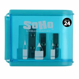 Soho 3-Hole Pencil Sharpener, Turquoise (Box of 24) | Jerry's Artarama
