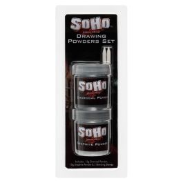 SoHo Urban Artist drawing powder set with graphite and charcoal powder and two blending stumps