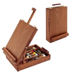 U.S. Art Supply La Jolla Large Adjustable Wood Table Sketchbox Easel Premium Beechwood Portable Wooden Artist Desktop Drawer Case Store Organize Paint Markers Brushes Tabletop Drawing Painting