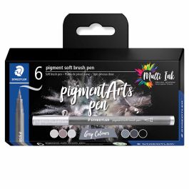 STAEDTLER Pigment Arts Soft Brush Pen Set of 6, Greys | Jerry's