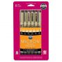 Sakura Pigma Micron Pen Set of 6 Assorted Tips - Black