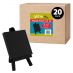 Box of 20 Ultra-Mini Black Canvas 3x3" w/ Black Easel Set