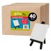 Box of 40 Ultra Mini White Canvas 3x3 in w/ Mini Black Easel Set