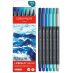Caran d'Ache FIBRALO Brush Marker - Set of 6, Marine Colors