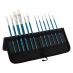 Berlin Long Handle Acrylic Brush Set of 12 w/ Brush Easel Case