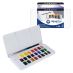 Daler-Rowney Watercolour Aquafine Travel Set of 24 w/ Brush - Assorted Half-Pans
