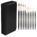New York Central Steinberg Superior Kolinsky Brush Set of 10 Rounds & FREE Leather Brush Case (Black)
