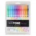 Tombow TwinTone Marker Set of 12, Pastel Colors