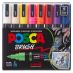 POSCA Acrylic Paint Marker - Basic Colors Set of 16, Pointed Brush Tip (1 - 4 mm)