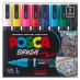 POSCA Acrylic Paint Marker - Basic Colors Set of 8, Pointed Brush Tip (1 - 4 mm)