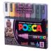 Posca Acrylic Paint Marker Set of 8 Dark Colors, 1.8-2.5mm Medium Tip