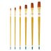 Qualita Golden Taklon Long Handle - Flat Brush Set of 6