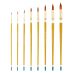 Qualita Golden Taklon Long Handle - Round Brush Set of 8