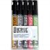 Pebeo Acrylic Marker Set of 5 - Gold/Silver/Black/Red/Green