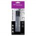 Tombow Fudenosuke Black Brush Pen Set of 3, Hard/Soft/Twin Tip