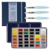 E-Z Lift 36 Whole-pan Watercolors Beginner Set, Brush Pens & Journal Combo