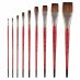 Staccato Long Handle Synthetic Artist Brushes, Brights Complete Set of 9 