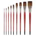 Staccato Long Handle Synthetic Artist Brushes, Flats Complete Set of 9